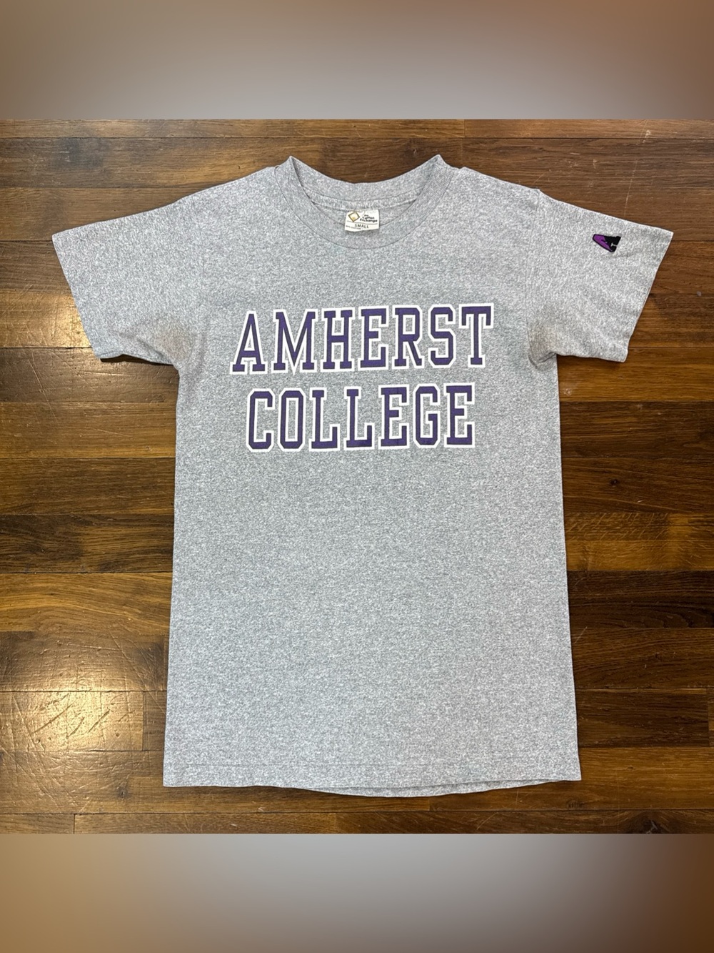 VTG The Cotton Exchange Amherst College T Shirt Mens Small S Gray Rayon Blend